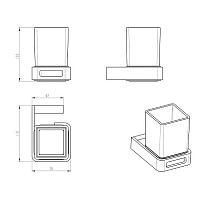 Boheme Q Стакан подвесной, стеклянный полупрозрачный, цвет: gun metall 10944-GM