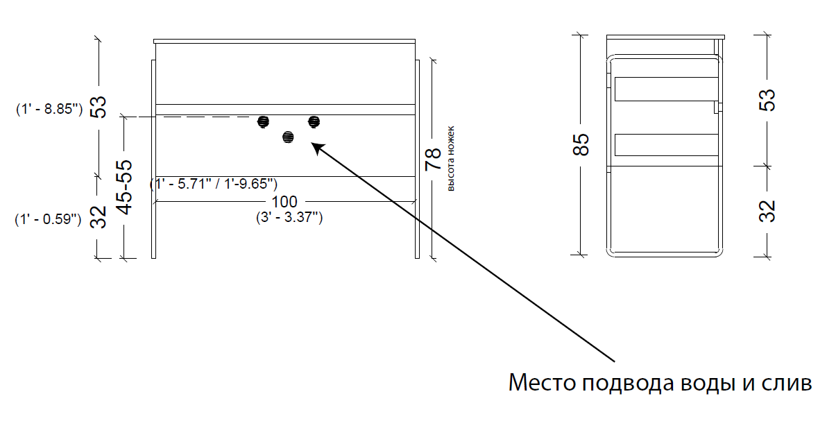 Armadi Art Vallessi Тумба подвесная 100х46х53h см, цвет: темное дерево 837-100-Z