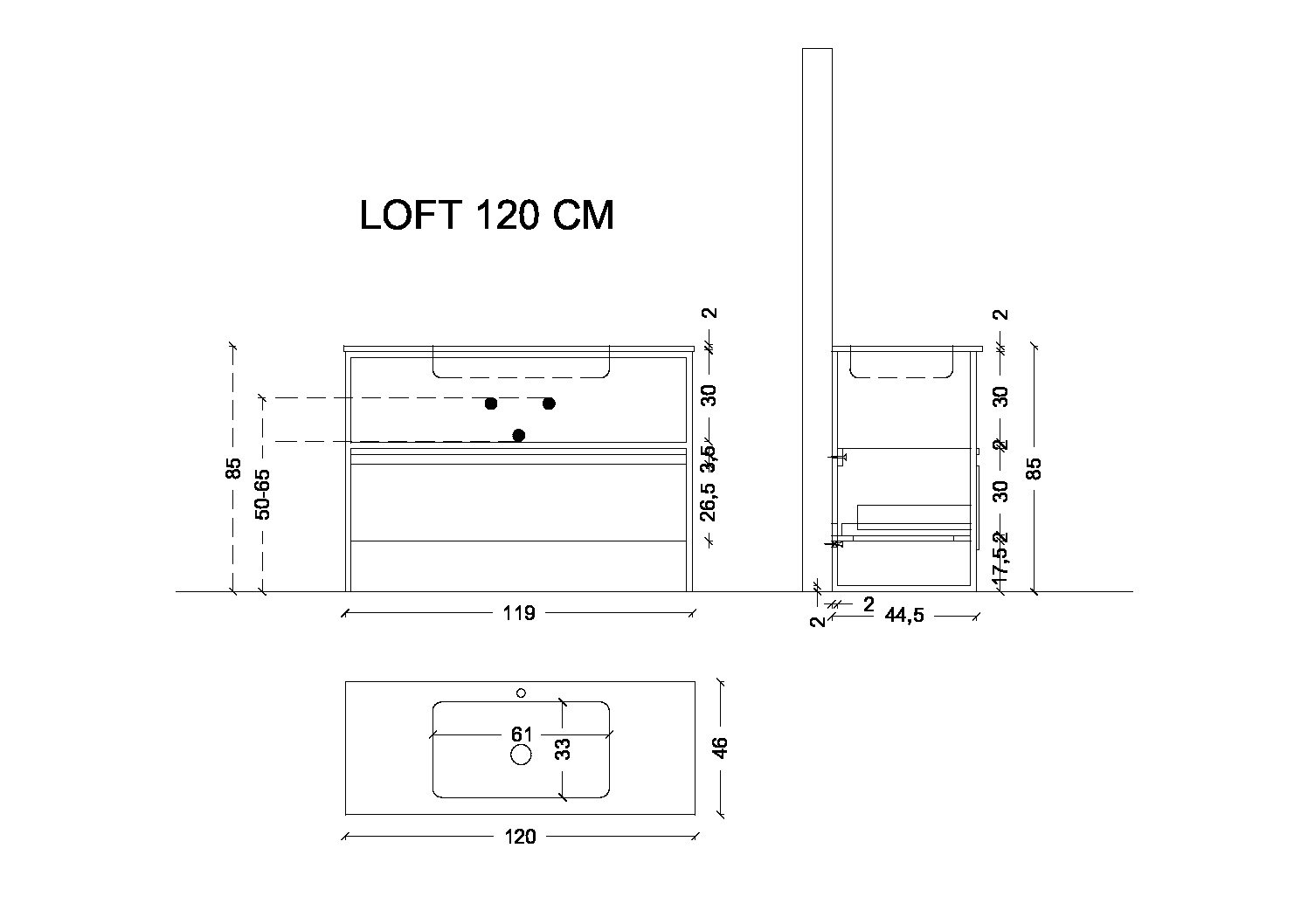 Armadi Art Loft Консоль напольная 120х45х85h см, цвет: черный 893-120