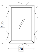 Armadi Art Monaco Зеркало прямоугольное подвесное 70х4х105h см, цвет: бежевый 567-D