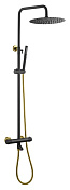 Boheme Uno Душевая стойка: термостат, руч. душ 1 вид струи, шланг, верх. душ 30 см, цвет: black/gold 468-T-BG