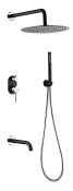 Boheme Uno Душевой комплект встраиваемый - смеситель, верхний, ручной душ, шланг, цвет: black/chrome 464-2-BCR