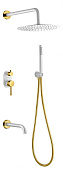 Boheme Uno Душевой комплект встраиваемый - смеситель, верхний, ручной душ, шланг, цвет: white/gold 464-2-WG