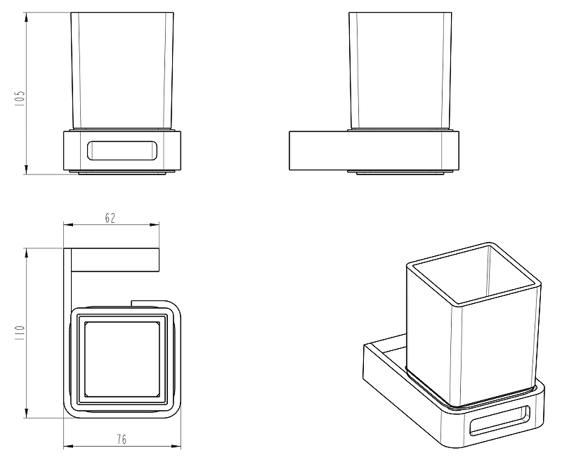 Boheme Q Стакан подвесной, стеклянный полупрозрачный, цвет: shine gun metall 10944-SGM