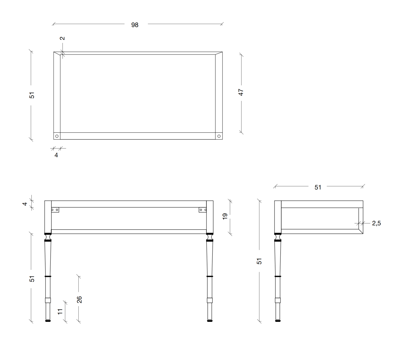 Armadi Art Vogue Консоль напольная 98х51х51h см, цвет: chrome 890-CR