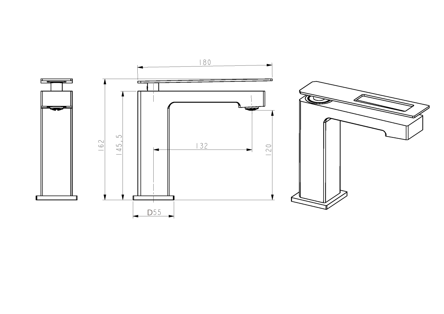 Boheme Q Смеситель для раковины без донного клапана, длина излива 13,2 см, цвет: chrome 141-CRCR.2