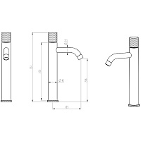 Boheme Stick Diamond Смеситель для раковины высота излива 20,3 см, без донного клапана, цвет: black 122-BB