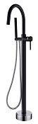 Boheme Uno Смеситель напольный с душевым набором - ручной душ, шланг, держатель, цвет: black/chrome 469-BCR
