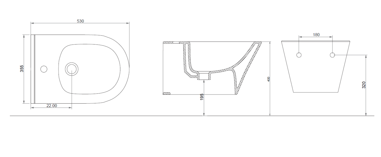 Boheme Avva Биде подвесное 53х35,5х35h см, 1 отверстие под смеситель, перелив хром, цвет: matt white 974-MW