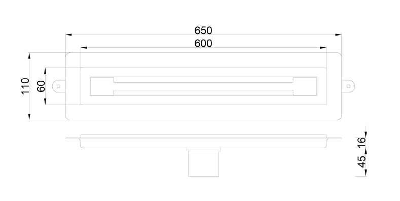 Boheme Трап линейный 60 см, с решеткой со щелью для воды и сифоном, цвет: matt gold 981-60-MG