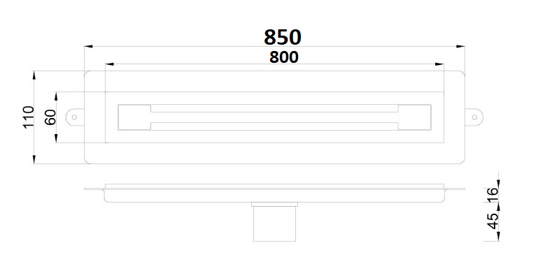 Boheme Трап линейный 80 см, с решеткой со щелью для воды и сифоном, цвет: black 983-80-B