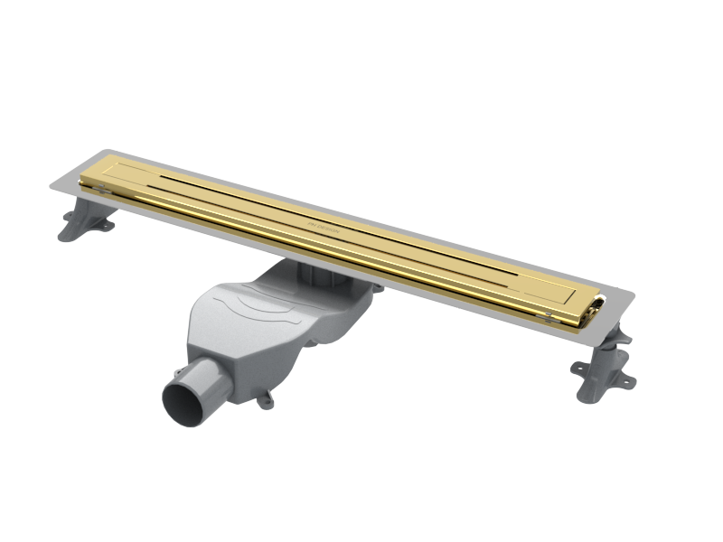 Boheme Трап линейный 80 см, с решеткой со щелью для воды и сифоном, цвет: gold 983-80-G