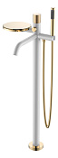 Boheme Stick Diamond Смеситель напольный с душевым набором - ручной душ, шланг, цвет: white/gold 129-WG.2