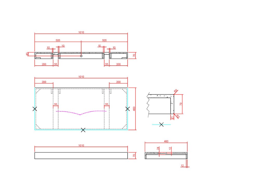 Armadi Art Flat Столешница 101х46х7h см, цвет: nero 869-100-NM
