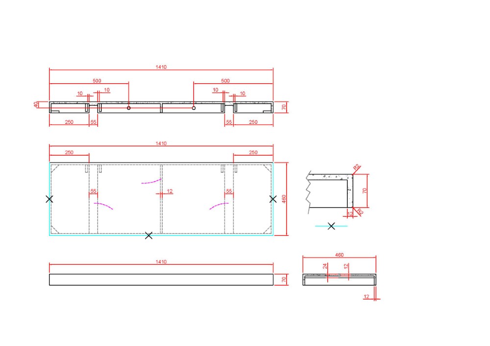 Armadi Art Flat Столешница 141х46х7h см, цвет: nero 869-140-NM