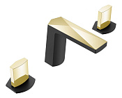 Boheme Venturo Ice Смеситель для раковины на 3 отверстия, без дк, излив 15,2 см, цвет: black/gold 150-BG-ICE