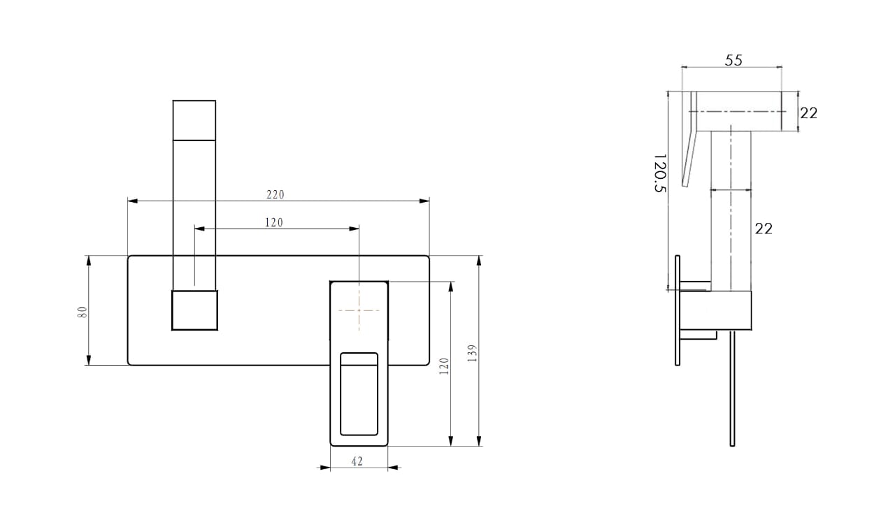 Boheme Q Гигиенический душ со смесителем и встраиваемой частью, цвет: chrome 147-CRCR