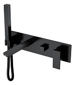 Boheme Qubic Смеситель встраиваемый с душевым набором - ручной душ, излив 21 см, шланг, цвет: black 474-2-B