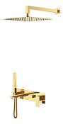 Boheme Qubic Душевой комплект встраиваемый - смеситель, верхний, ручной душ, шланг, цвет: gold 474-G