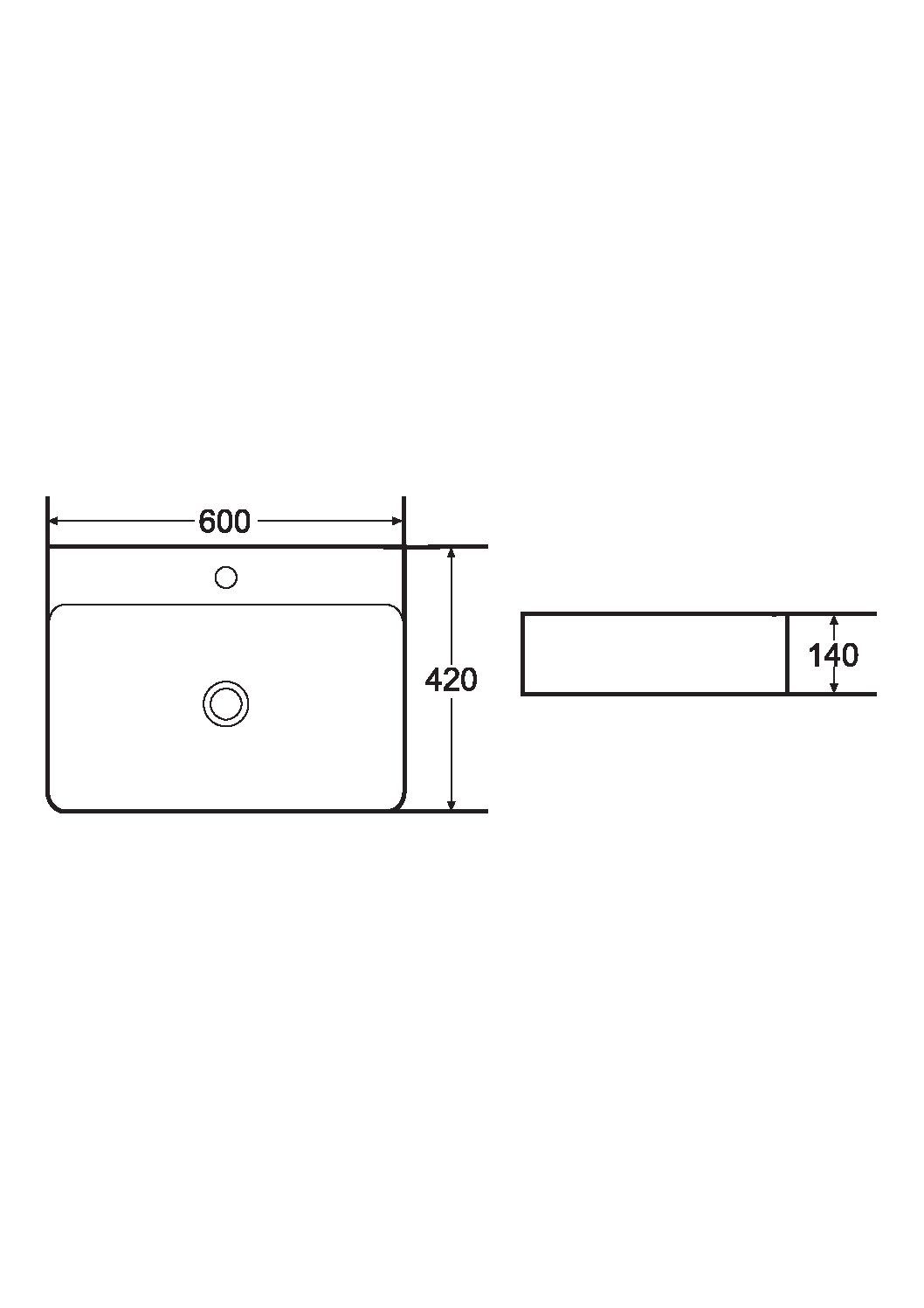 Armadi Art Vallessi Раковина мебельная прямоугольная 60х42х15h см, цвет: черный 875