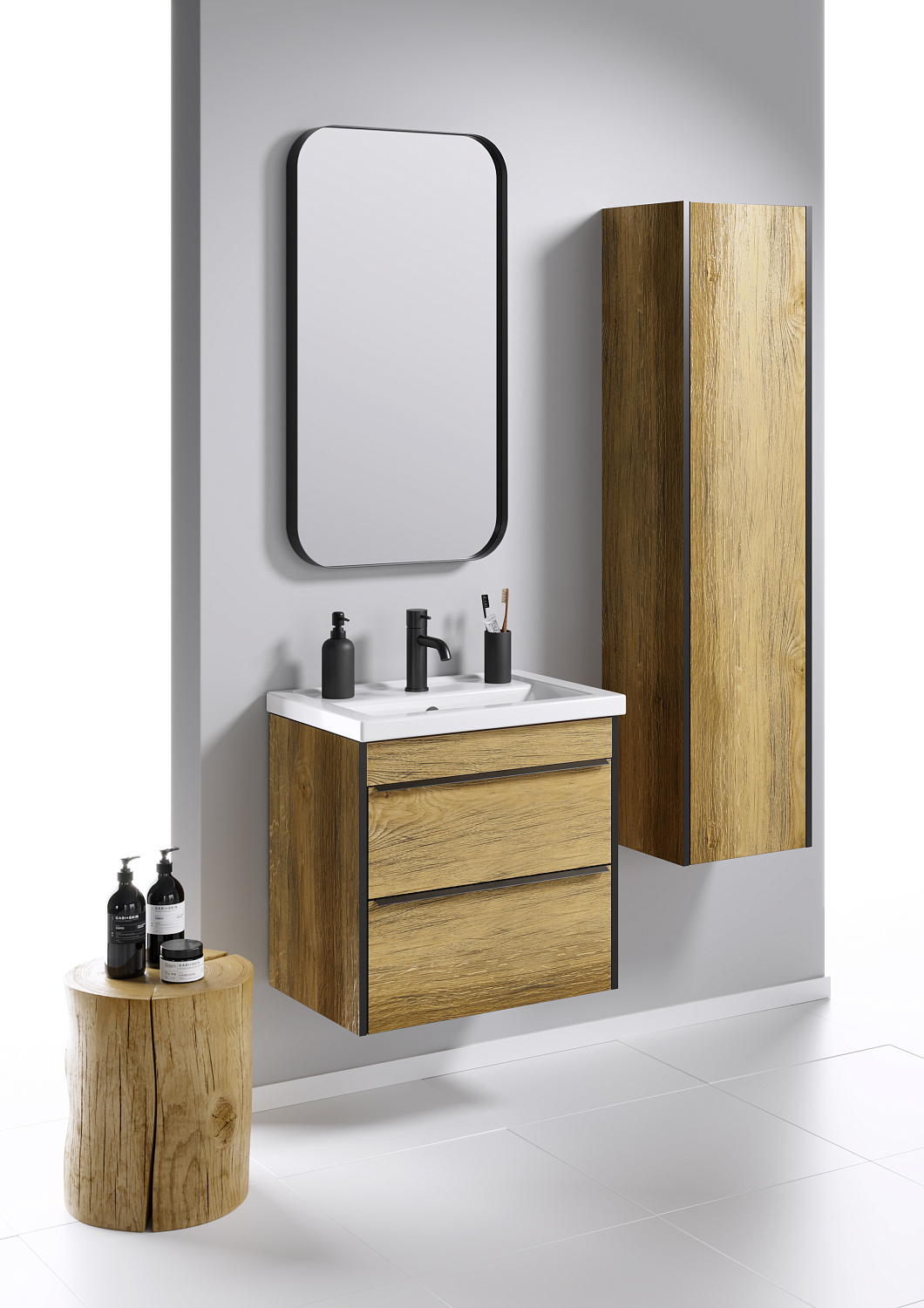 Aqwella RM Зеркало в металлической раме 50x90 см, цвет: черный RM0205BLK