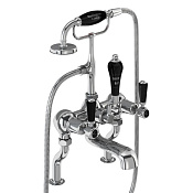 Burlington Kensington Смеситель на борт ванны с изливом 13 см, ручной душ, цвет: хром/черный глянец KE15-QT BLA