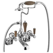 Burlington Regent Смеситель для ванны с ручным душем, ручки Kensington, цвет: хром/орех глянец KER17-QT WAL