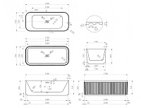 Abber Ванна акриловая отдельностоящая 170x75x58h см, цвет: белый AB9411-1.7