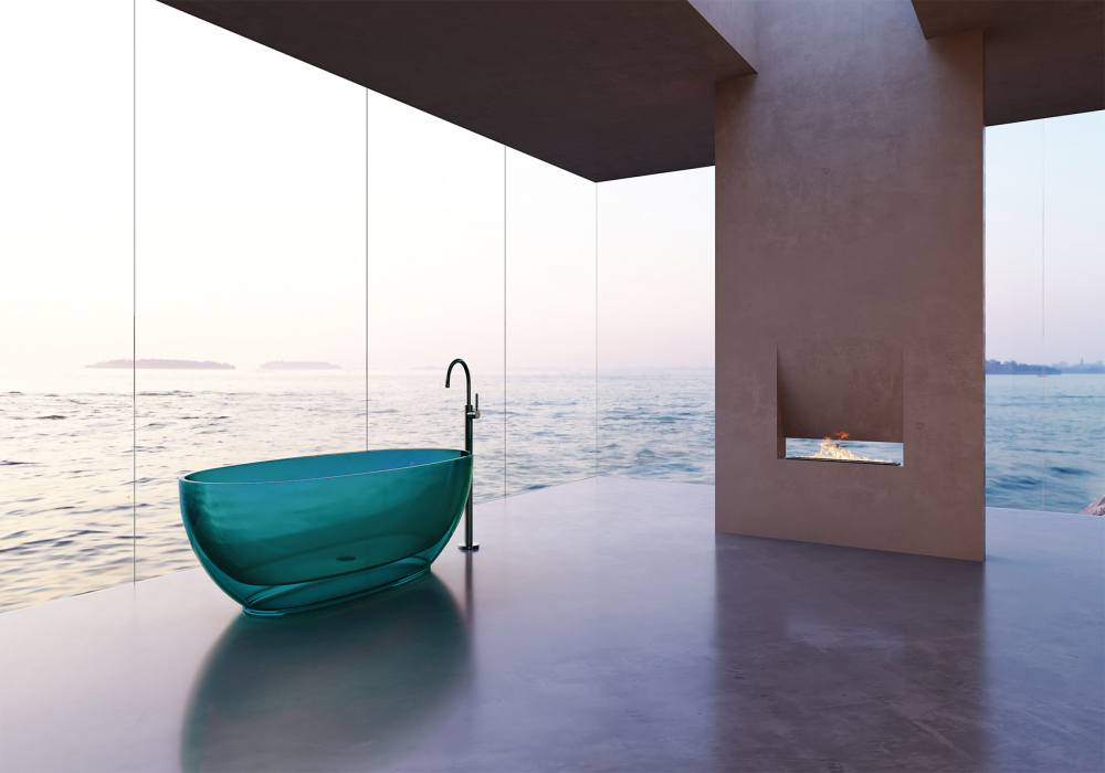 Abber Kristall Ванна прозрачная отдельностоящая 170x75x55h см, цвет: бирюзовый AT9703Aquamarin