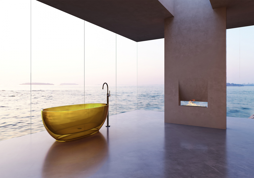 Abber Kristall Ванна прозрачная отдельностоящая 170x75x55h см, цвет: желтый AT9703Amber