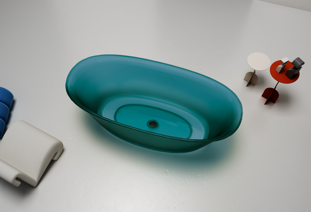 Abber Kristall Ванна прозрачная отдельностоящая 170x75x55h см, цвет: бирюзовый AT9707Aquamarin