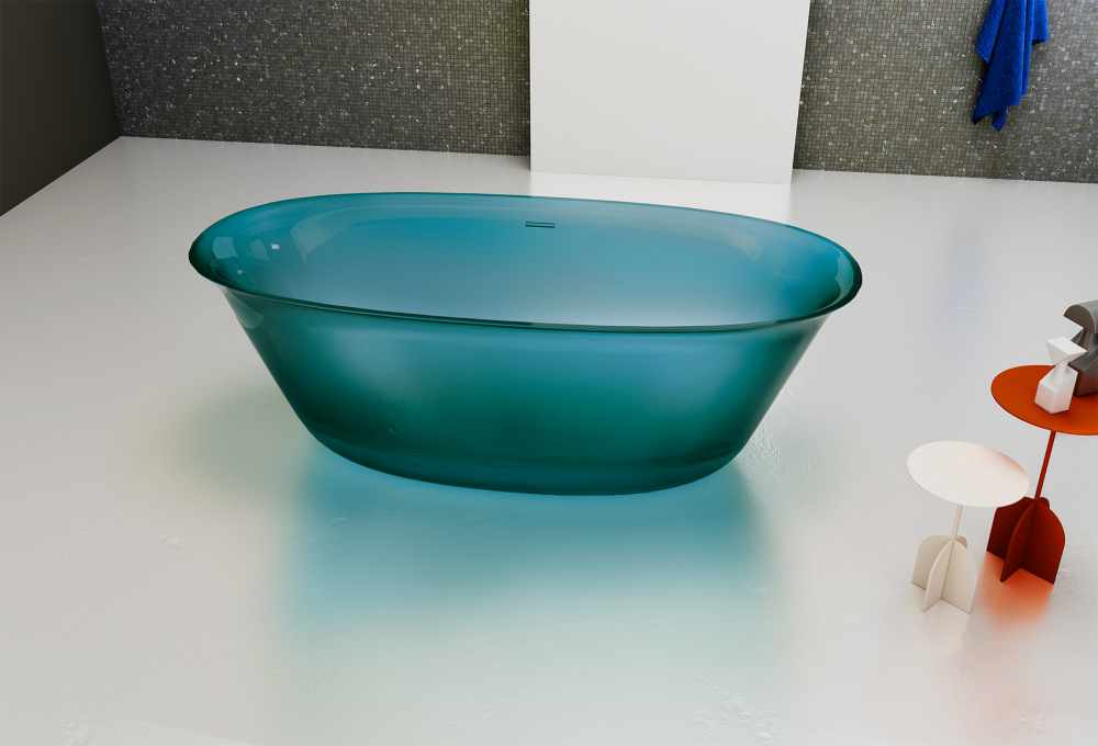 Abber Kristall Ванна прозрачная отдельностоящая 170x75x55h см, цвет: бирюзовый AT9707Aquamarin