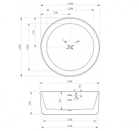 Abber Ванна акриловая отдельностоящая 150x150x58h см, цвет: белый AB9442