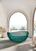 Abber Kristall Ванна прозрачная отдельностоящая 150x150x64.6h см, цвет: бирюзовый AT9705Aquamarin