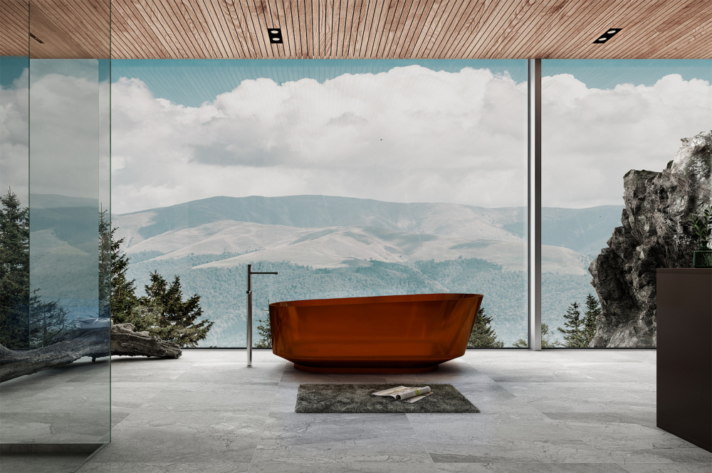 Abber Kristall Ванна прозрачная отдельностоящая 170x80x58h см, цвет: коричневый AT9706Opal