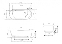 Abber Kristall Ванна прозрачная отдельностоящая 170x80x58h см, цвет: коричневый AT9706Opal