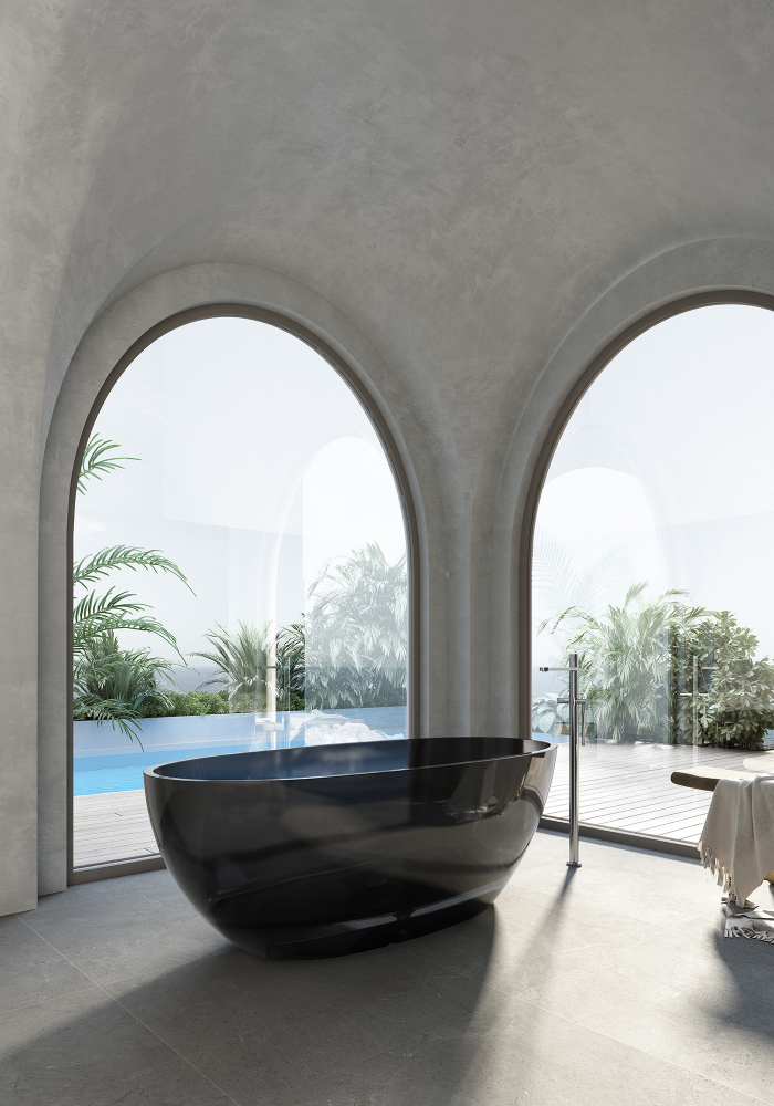 Abber Kristall Ванна прозрачная отдельностоящая 165x78x58h см, цвет: черный AT9701Onyx