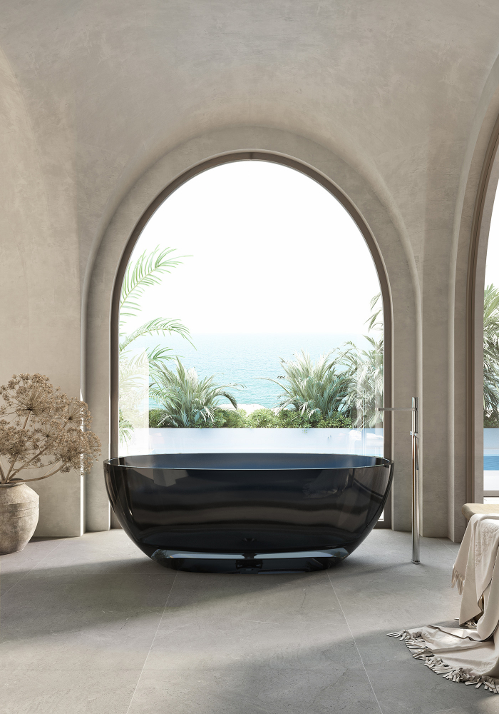 Abber Kristall Ванна прозрачная отдельностоящая 165x78x58h см, цвет: черный AT9701Onyx