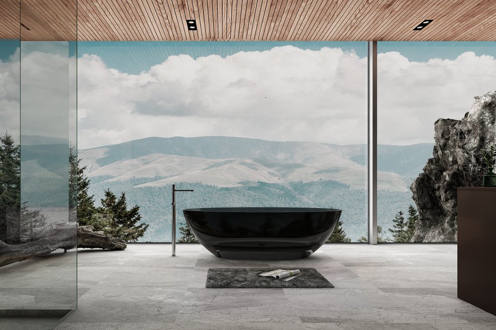 Abber Kristall Ванна прозрачная отдельностоящая 180x85x52h см, цвет: черный AT9702Onyx