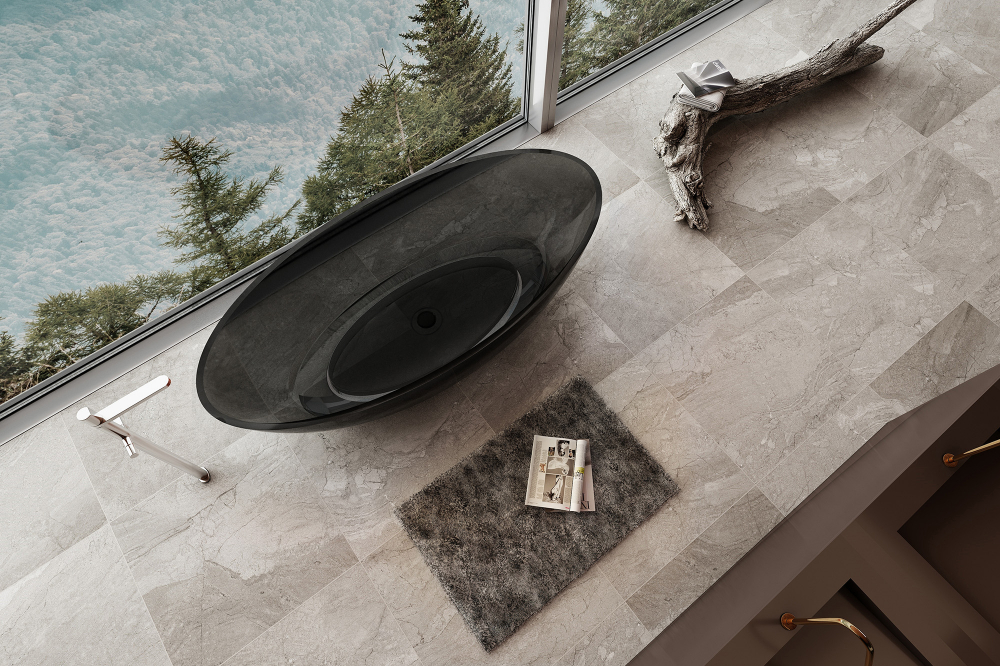 Abber Kristall Ванна прозрачная отдельностоящая 180x85x52h см, цвет: черный AT9702Onyx