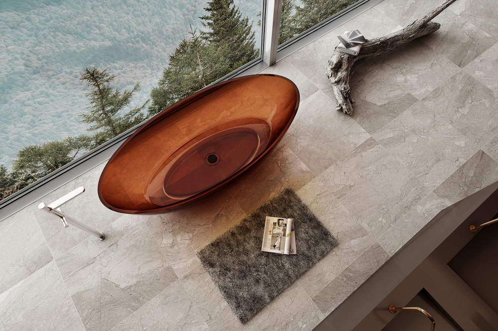 Abber Kristall Ванна прозрачная отдельностоящая 180x85x52h см, цвет: коричневый AT9702Opal