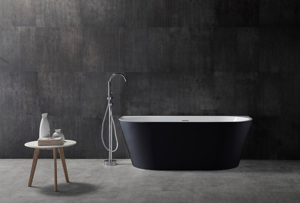 Abber Ванна акриловая пристенная 170x80x60h см, цвет: черный AB9216-1.7MB