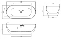 Abber Ванна акриловая отдельностоящая 172x79x58h см, цвет: черный AB9241MB