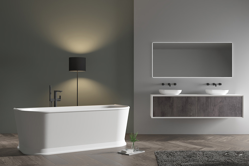 Abber Ванна акриловая пристенная 170x80x60h см, цвет: белый AB9276