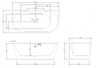 Abber Ванна акриловая пристенная 170x80x60h см, цвет: белый AB9296-1.7