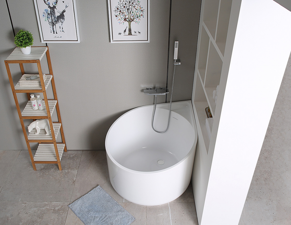 Abber Ванна акриловая пристенная угловая 95x95x76h см, цвет: белый AB9305