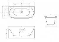 Abber Ванна акриловая пристенная 170x78x60h см, цвет: белый AB9310