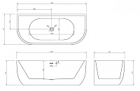 Abber Ванна акриловая пристенная 170x75x60h см, цвет: белый AB9316