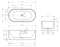 Abber Ванна акриловая отдельностоящая 170x80x58h см, цвет: белый AB9325-1.7