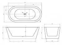 Abber Ванна акриловая отдельностоящая 170x80x60h см, цвет: белый AB9345-1.7